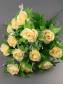 Букет роз на листе 14гр 52см (бел св-жёл оран мал крас фиол) 