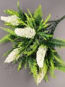 Букет кукурузок крупных посыпанных с папоротниками 5гр 32см (бел жёл фиол сир роз)