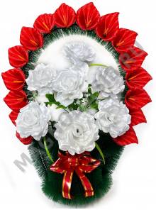 Корзина "Верона" с атласными розами выс.60/70см ш.50см