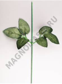 Стебель с листом розы шестерным сросшимся 38см