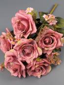 Букет роз с мелкоцветом 9гр 50см (1мол 2п-роз 3свек 4роз 5чай 6крем)