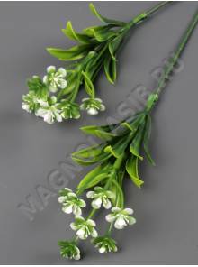 Веточка с мелкими пластм цветочками  27см (бел крас жёл сир фиол)